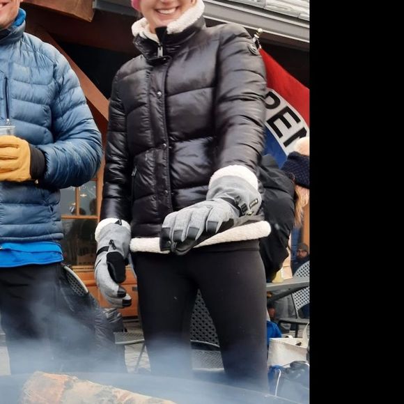 Michael MK small Faux Shearling Trim Puffer Jacket Vegan materials - Picture 1 of 11